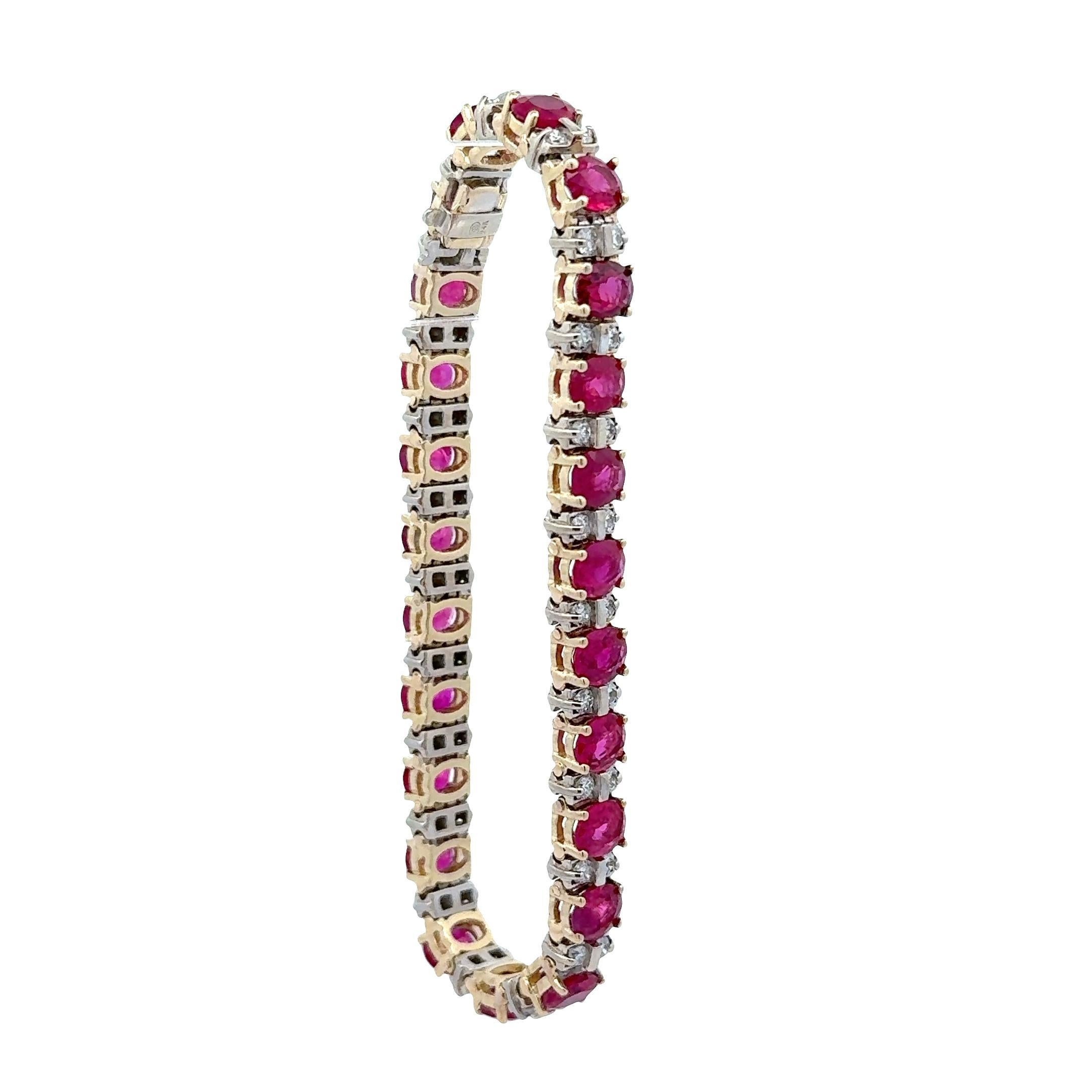 Superb Rubin-Diamant 14k zweifarbiges Goldarmband (Zeitgenössisch) im Angebot