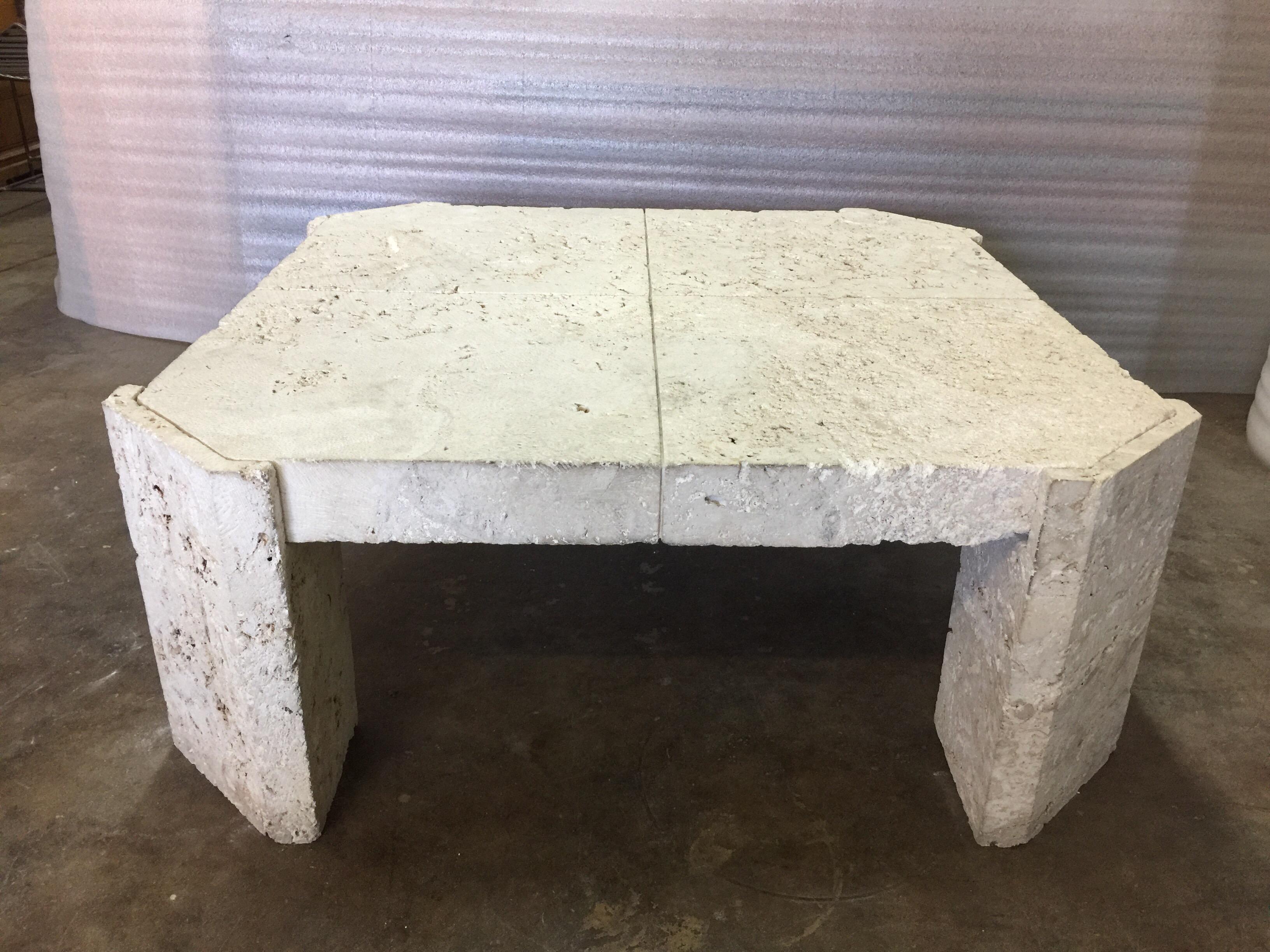 Superb Samuel Marx Style Natural Coquina Coral Stone Coffee Table For Sale 3