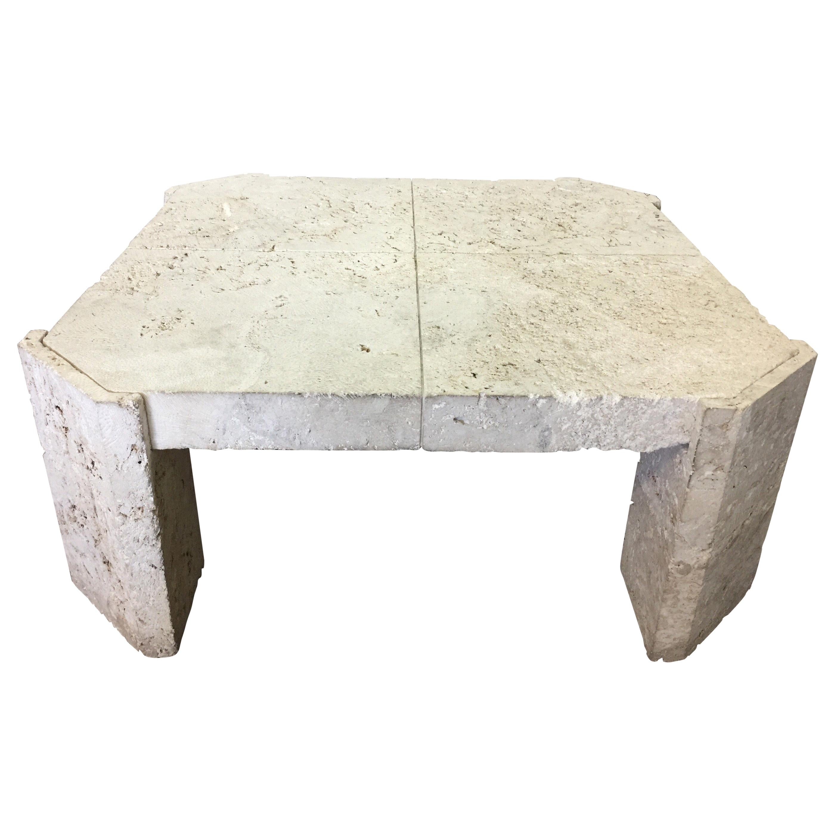 Superb Samuel Marx Style Natural Coquina Coral Stone Coffee Table For Sale