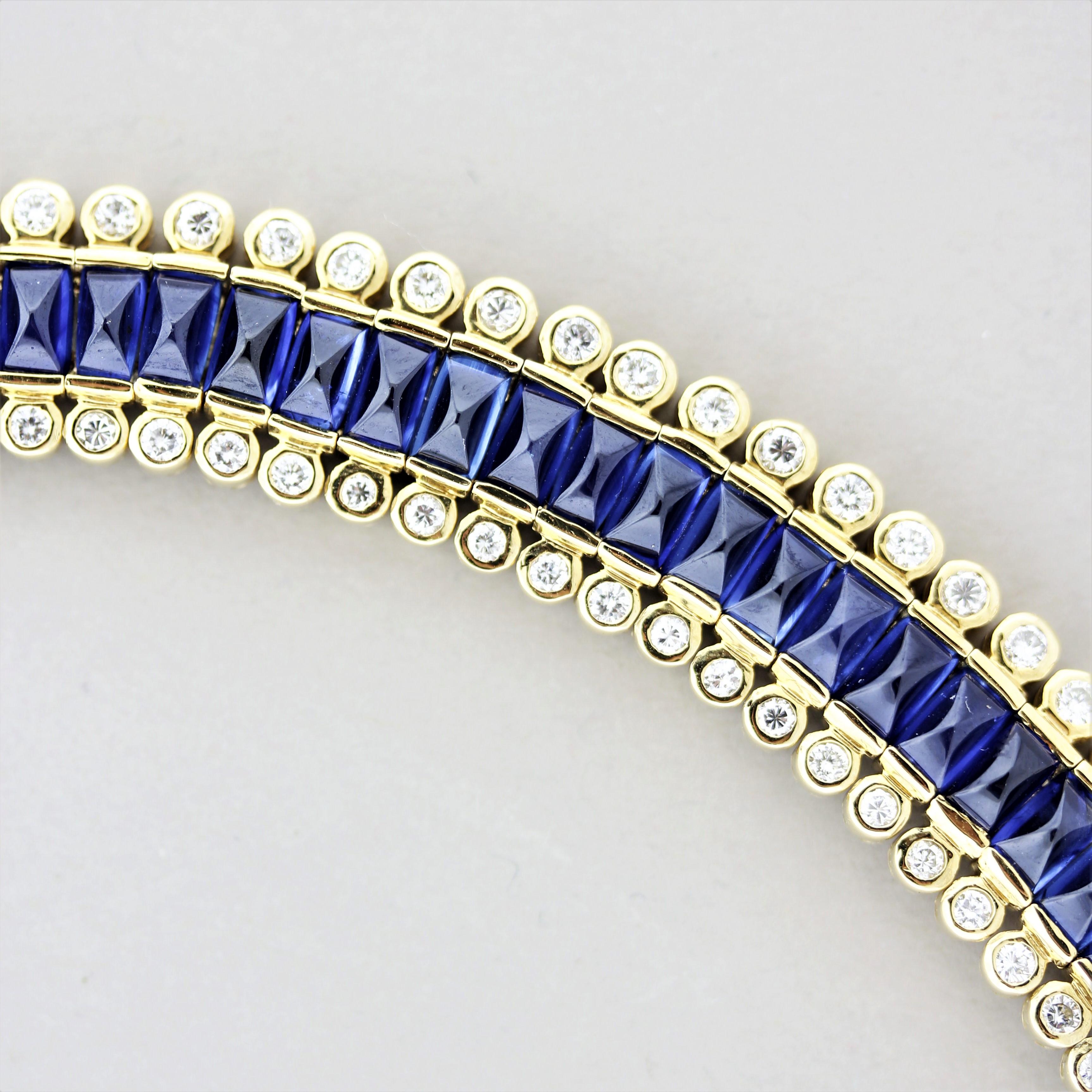 Superb Sapphire Diamond Gold Choker Necklace In New Condition For Sale In Beverly Hills, CA