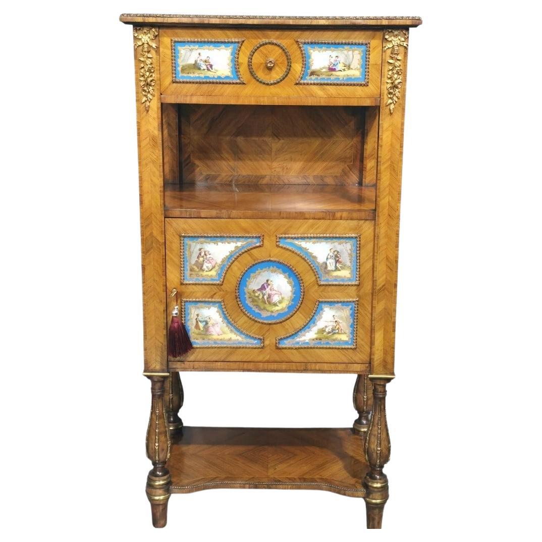 Superb Satinwood and Sevres Plaque Cabinet of Small Proportions For Sale
