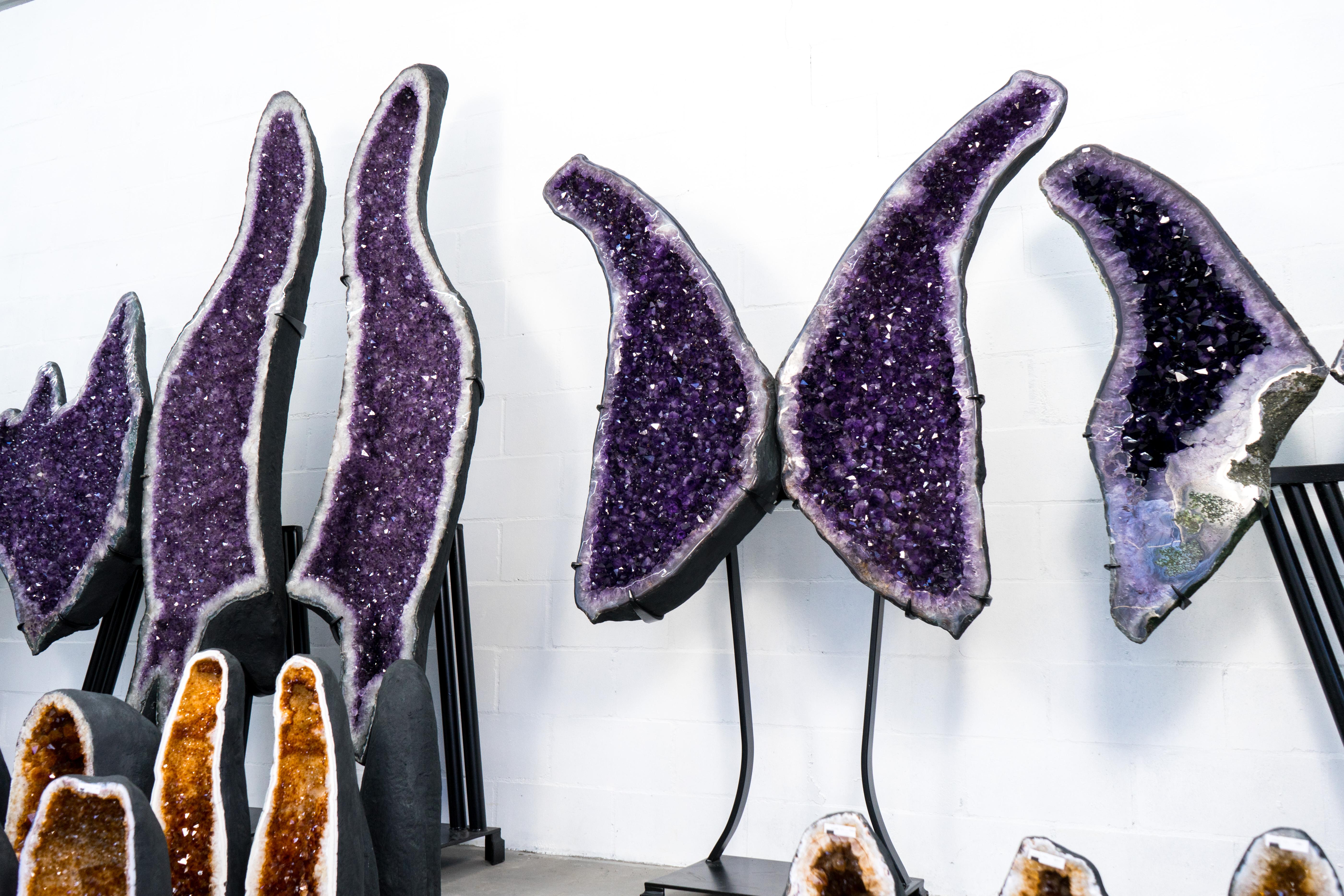Superba Sculptura X-Large Amethyst Geode Wings con Ametista Viola - Speciale in vendita 7