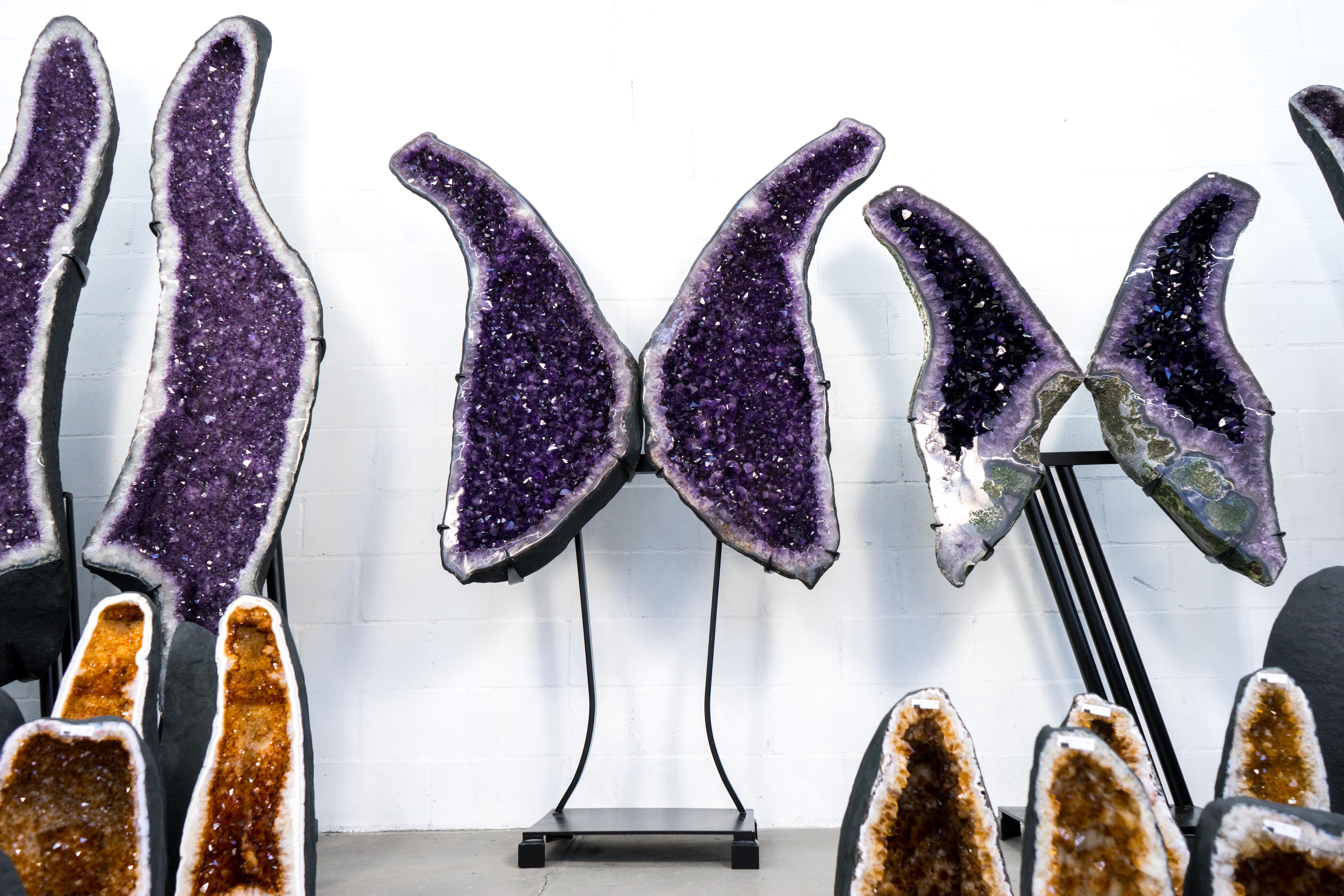 Superba Sculptura X-Large Amethyst Geode Wings con Ametista Viola - Speciale in vendita 8