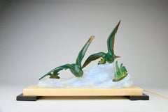 Superb Seagulls and the Sea Table Lamp, French Art Deco 1930s