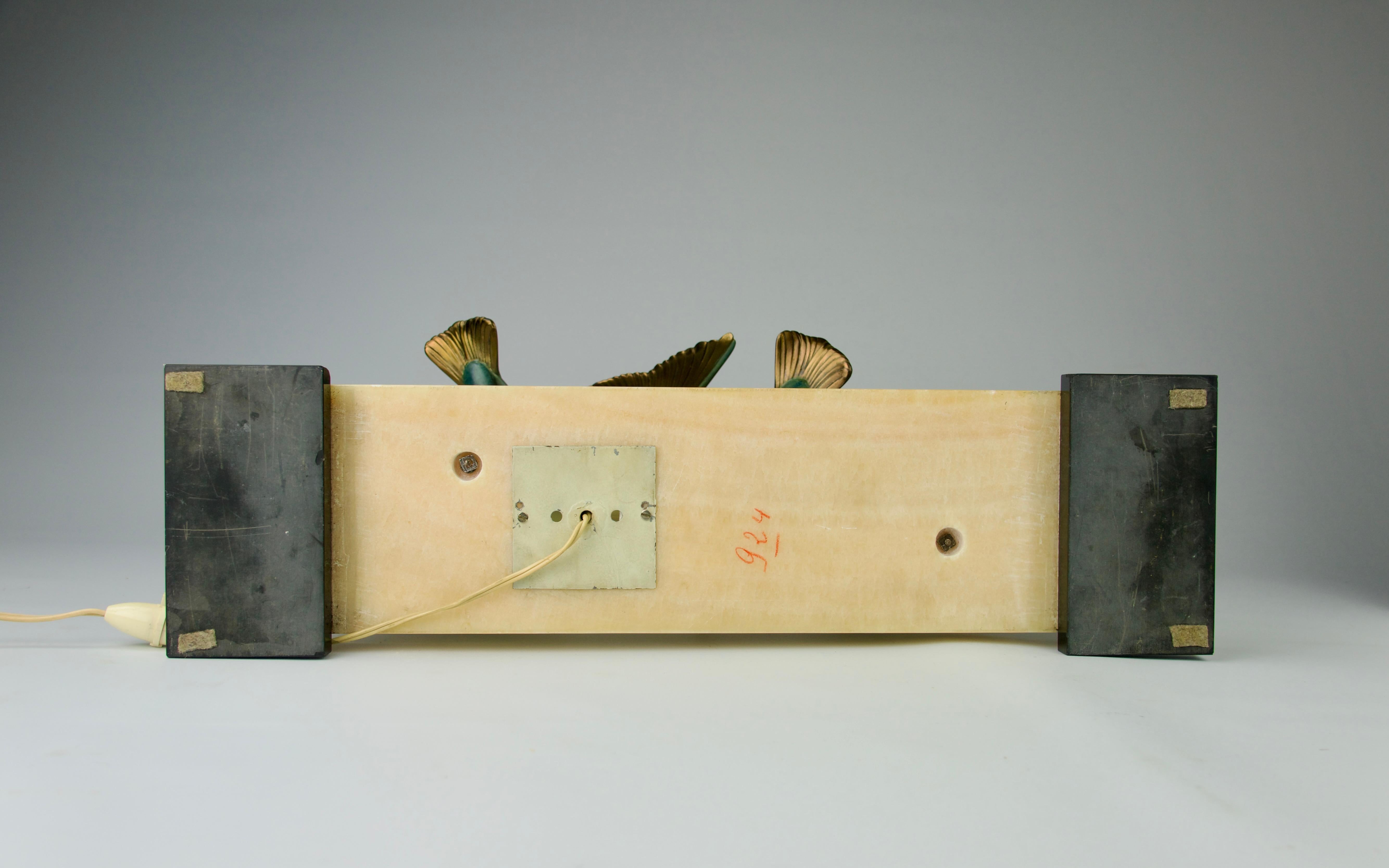 Superbe lampe de table mouettes et mer, art déco français des années 1930 en vente 1