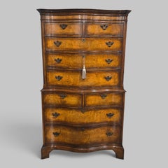 Superb Serpentine Burr Walnut Chest on Chest of Drawers