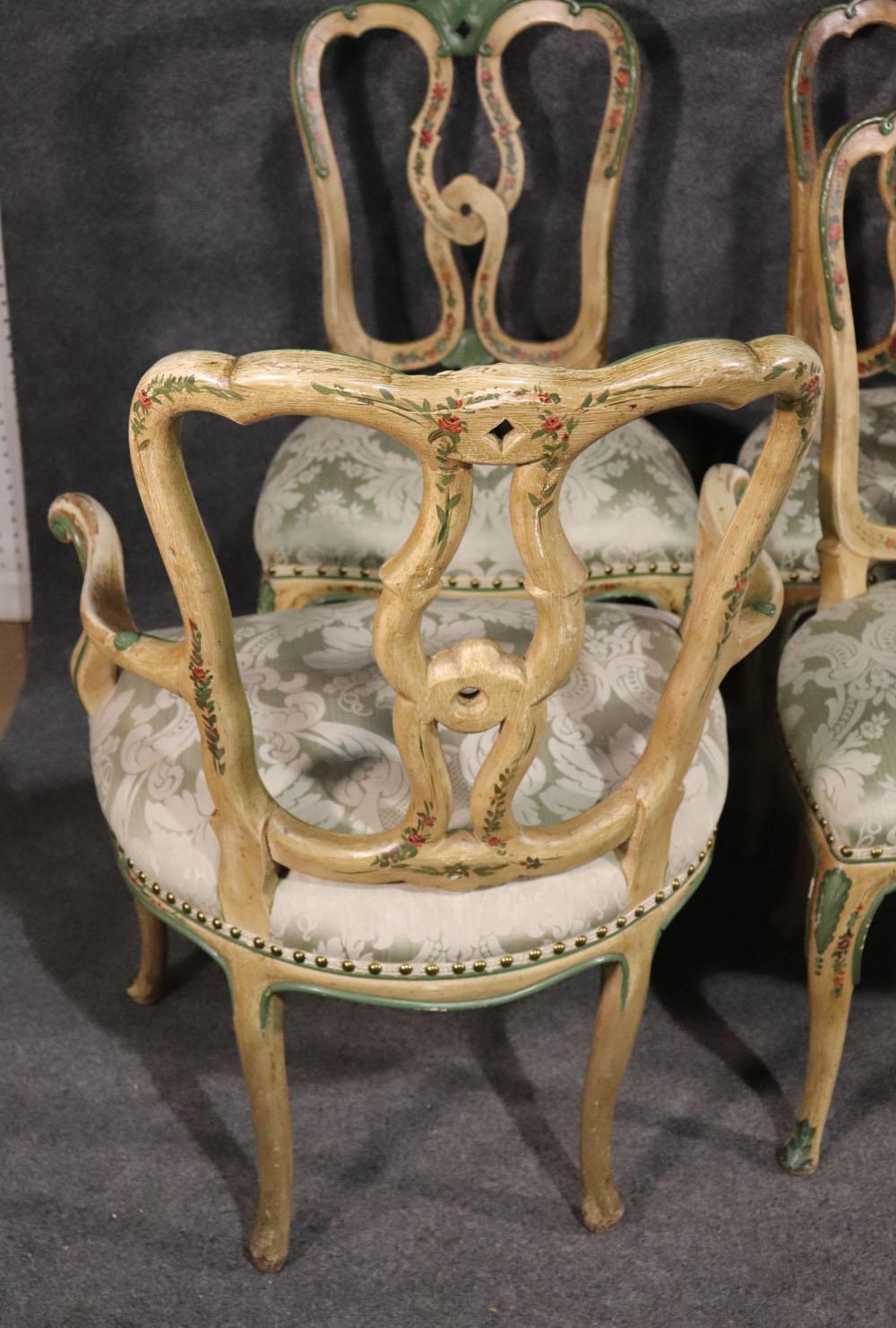 Superb Set of 10 Paint Decorated Italian Venetian Florentine Dining Chairs 3
