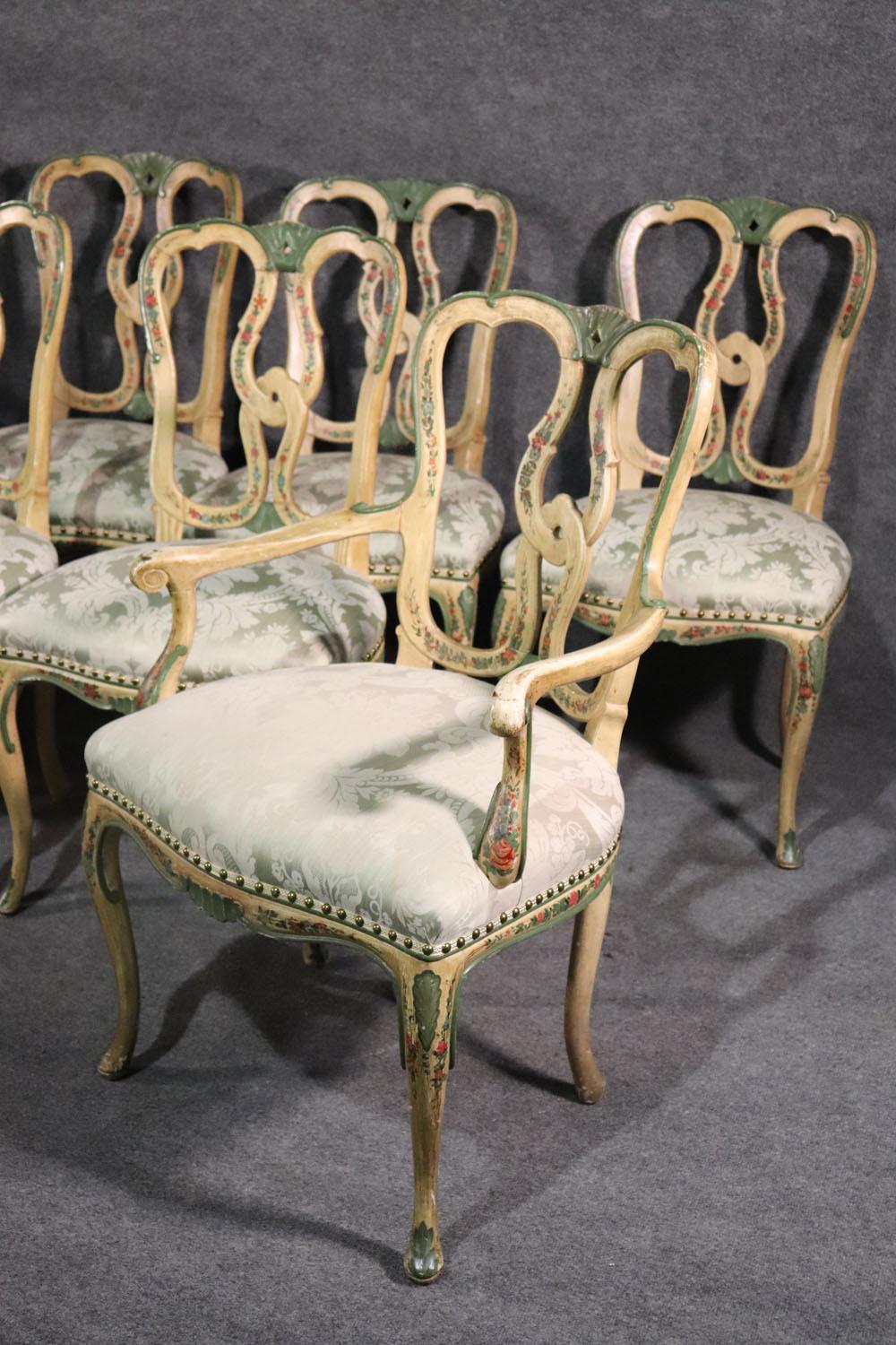 Baroque Superb Set of 10 Paint Decorated Italian Venetian Florentine Dining Chairs