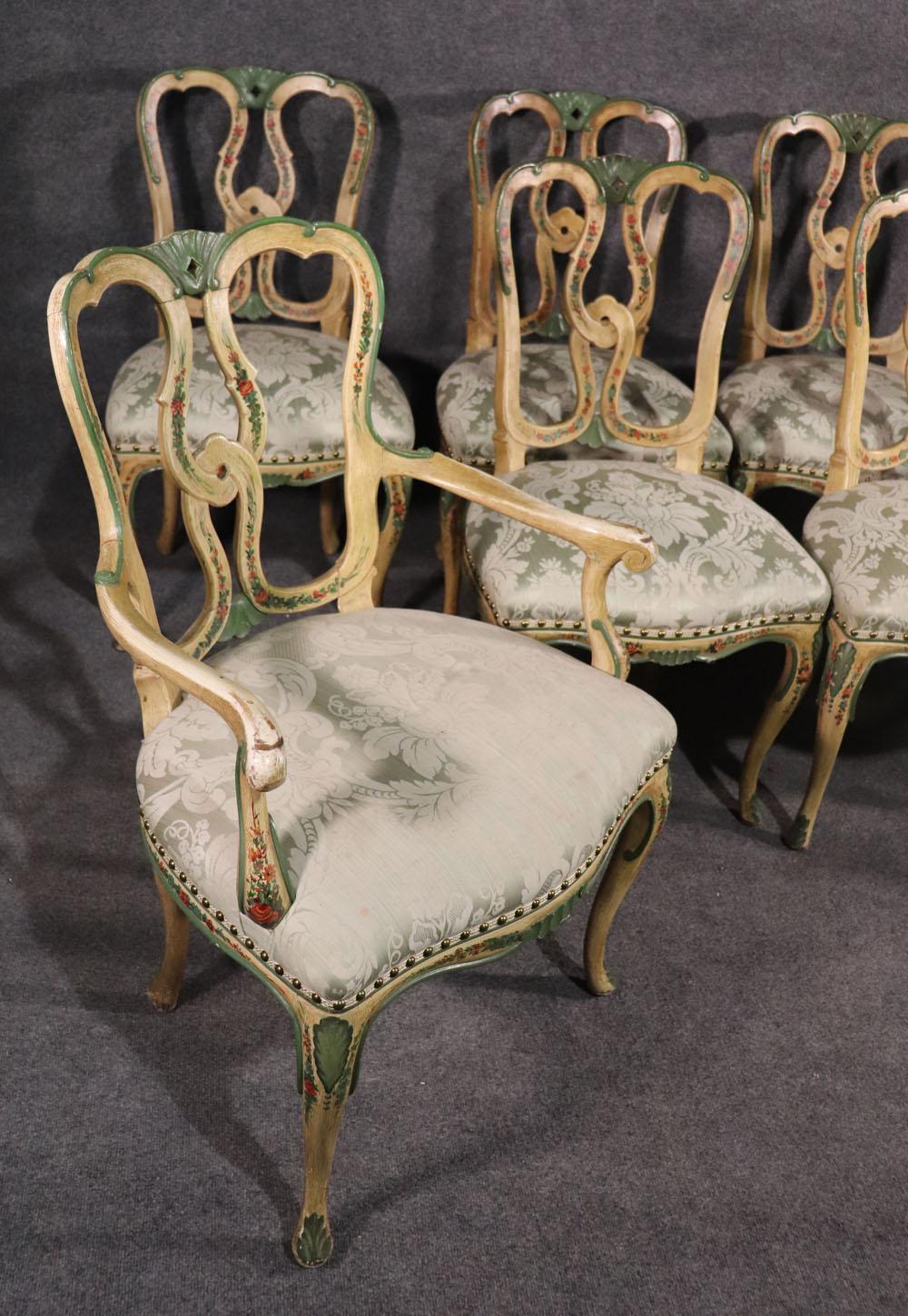 Mid-20th Century Superb Set of 10 Paint Decorated Italian Venetian Florentine Dining Chairs