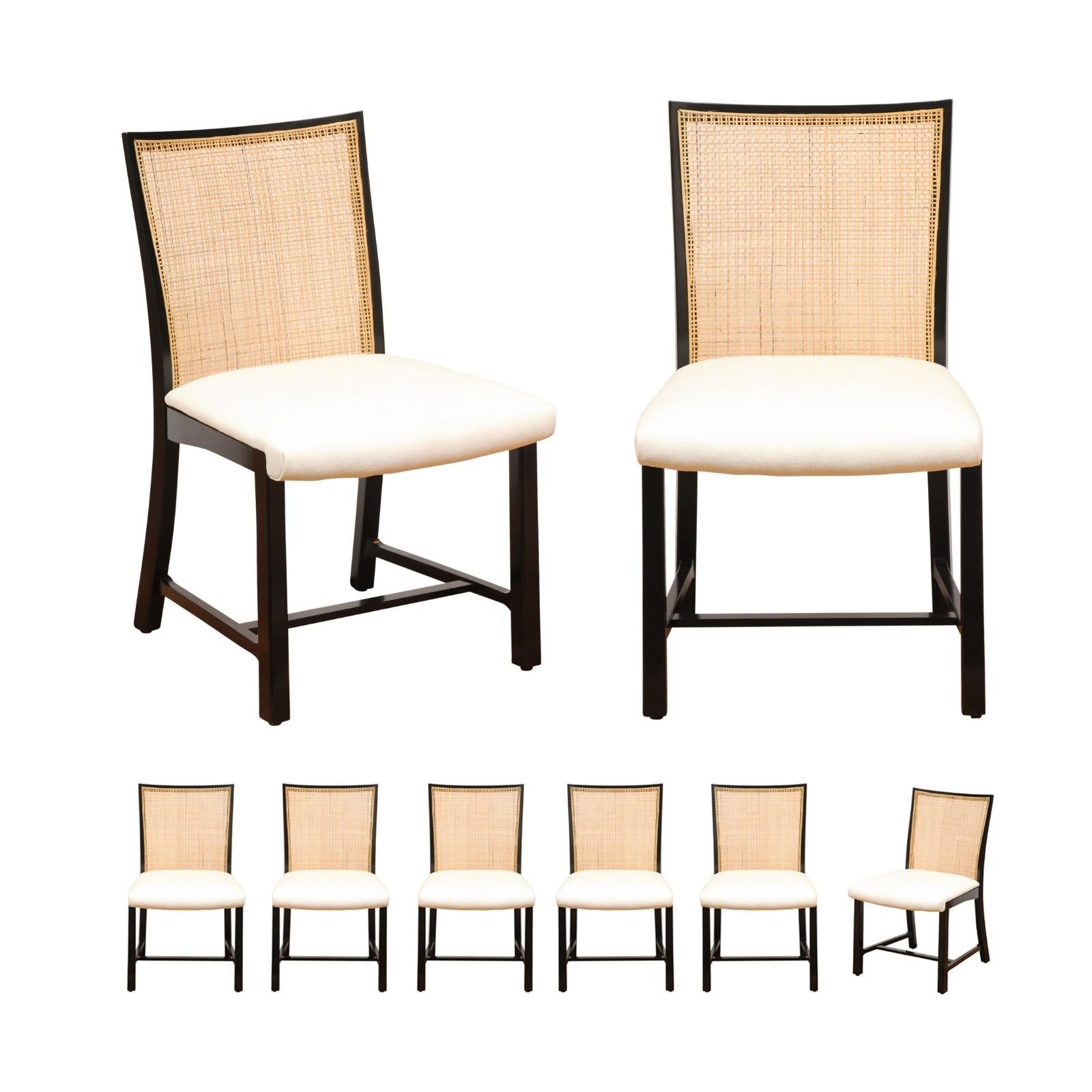 Superbe ensemble de 8 chaises d'appoint vintage en laque noire de Michael Taylor pour Baker en vente 9