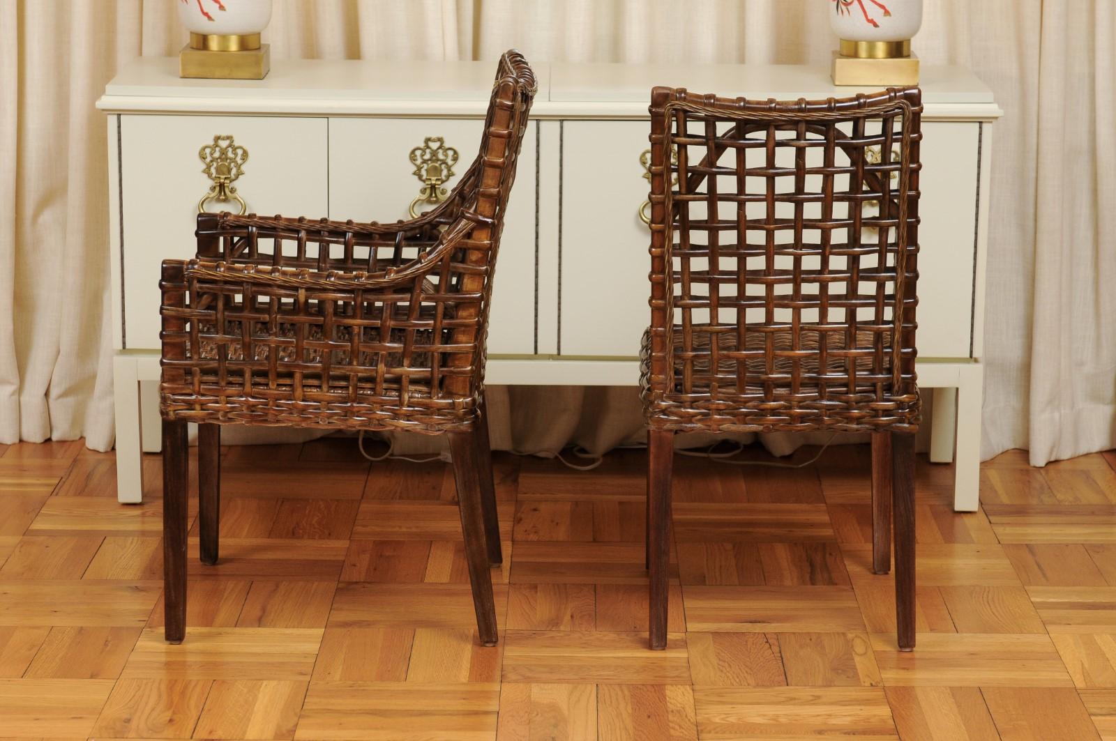 Superb Set of 12 Cerused Mahogany and Cane Dining Chairs in Aged Tobacco For Sale 5