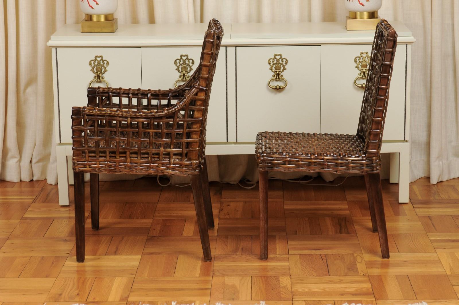 Superb Set of 12 Cerused Mahogany and Cane Dining Chairs in Aged Tobacco For Sale 6