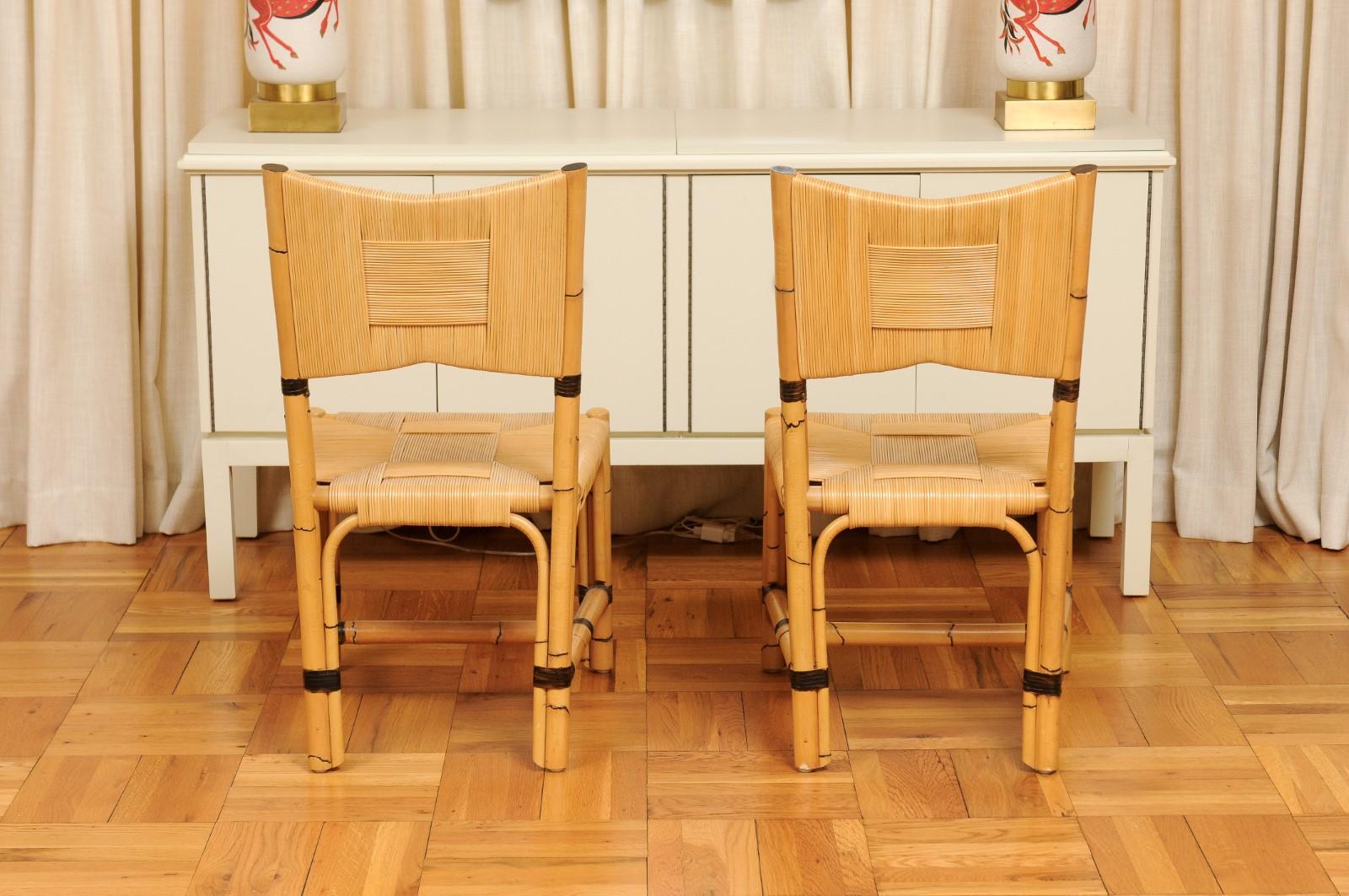 Superbo set di 12 sedie Rattan in vimini di canna di John Hutton per Donghia in vendita 6