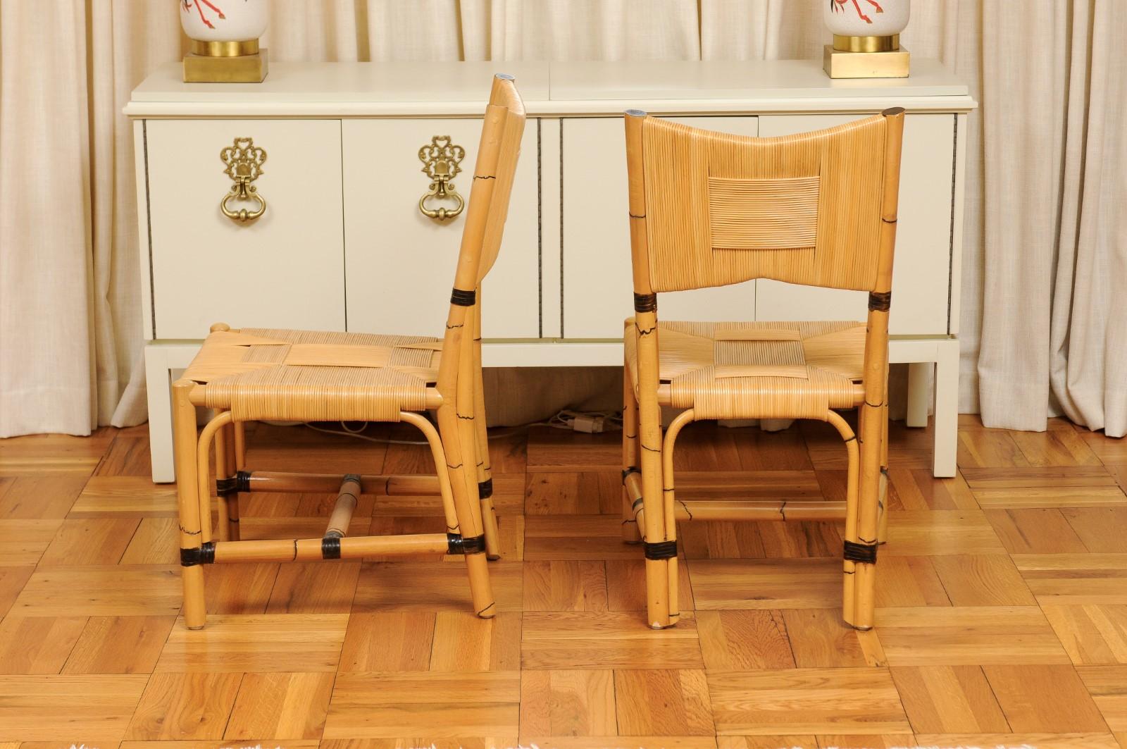 Superbo set di 12 sedie Rattan in vimini di canna di John Hutton per Donghia in vendita 7