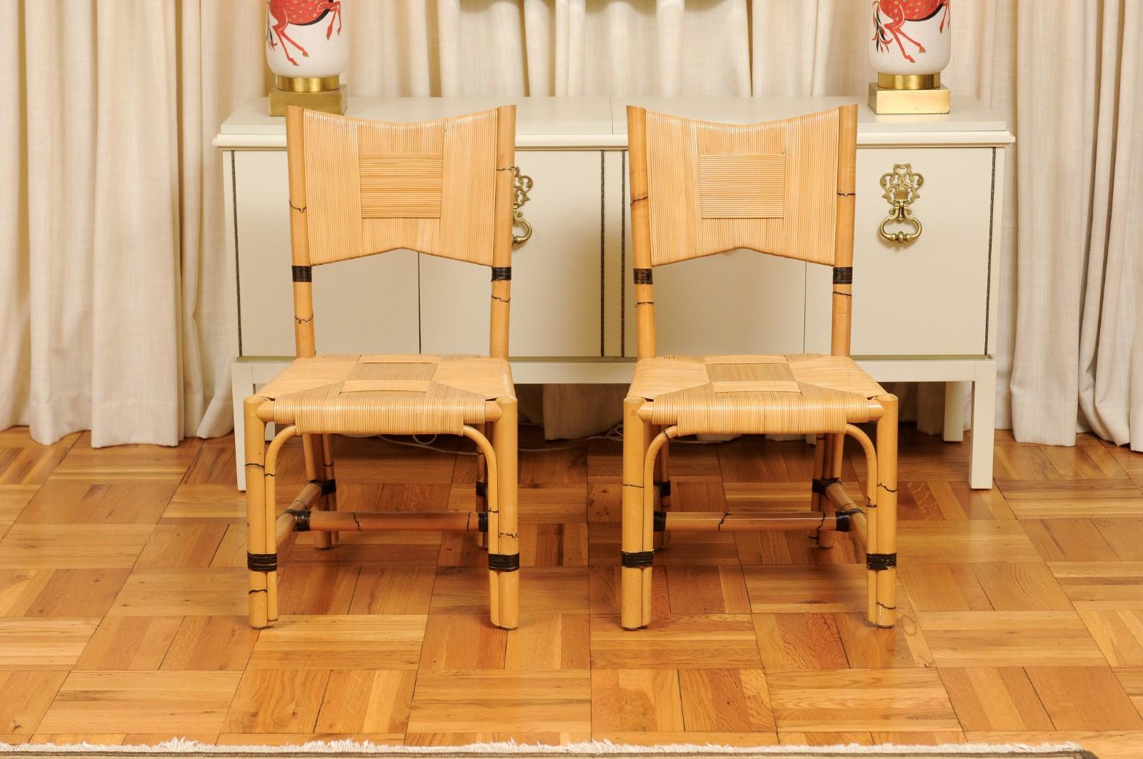 Superbo set di 12 sedie Rattan in vimini di canna di John Hutton per Donghia in vendita 9
