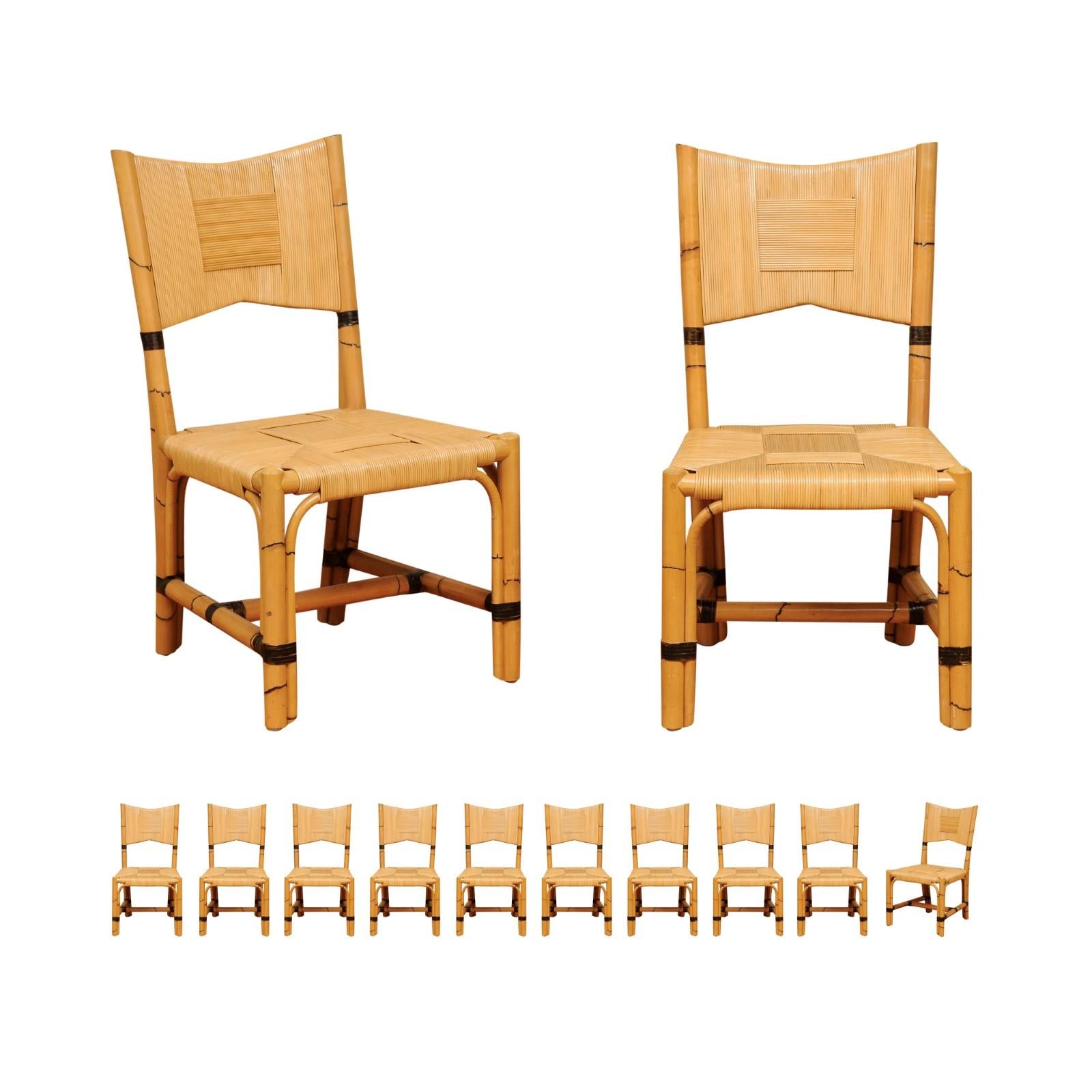 This magnificent set of dining chairs is Unique on the World market. The set is shipped as professionally photographed and described in the listing narrative: Meticulously professionally restored and completely installation ready. Expert custom