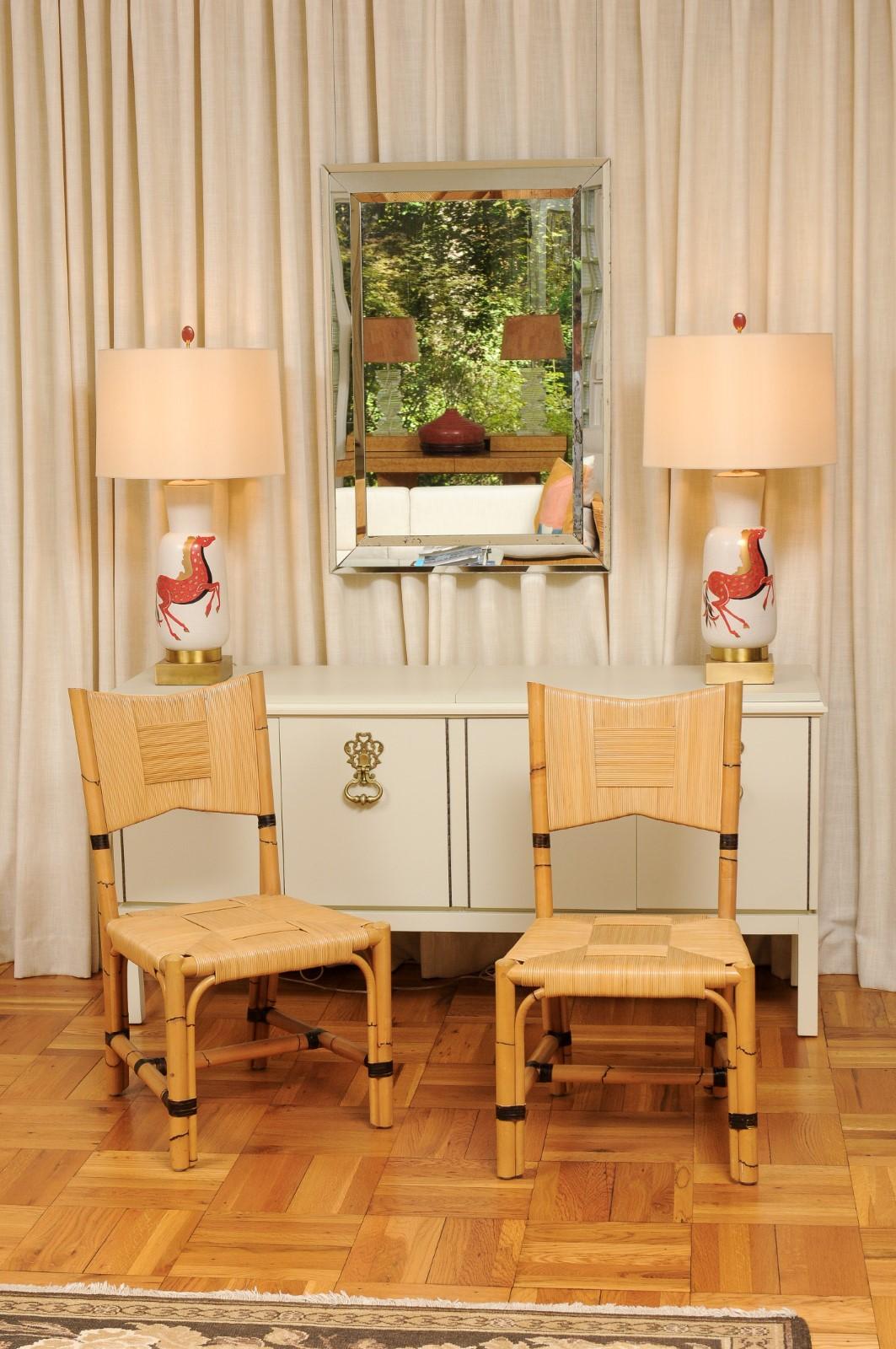 Americano Superbo set di 12 sedie Rattan in vimini di canna di John Hutton per Donghia in vendita