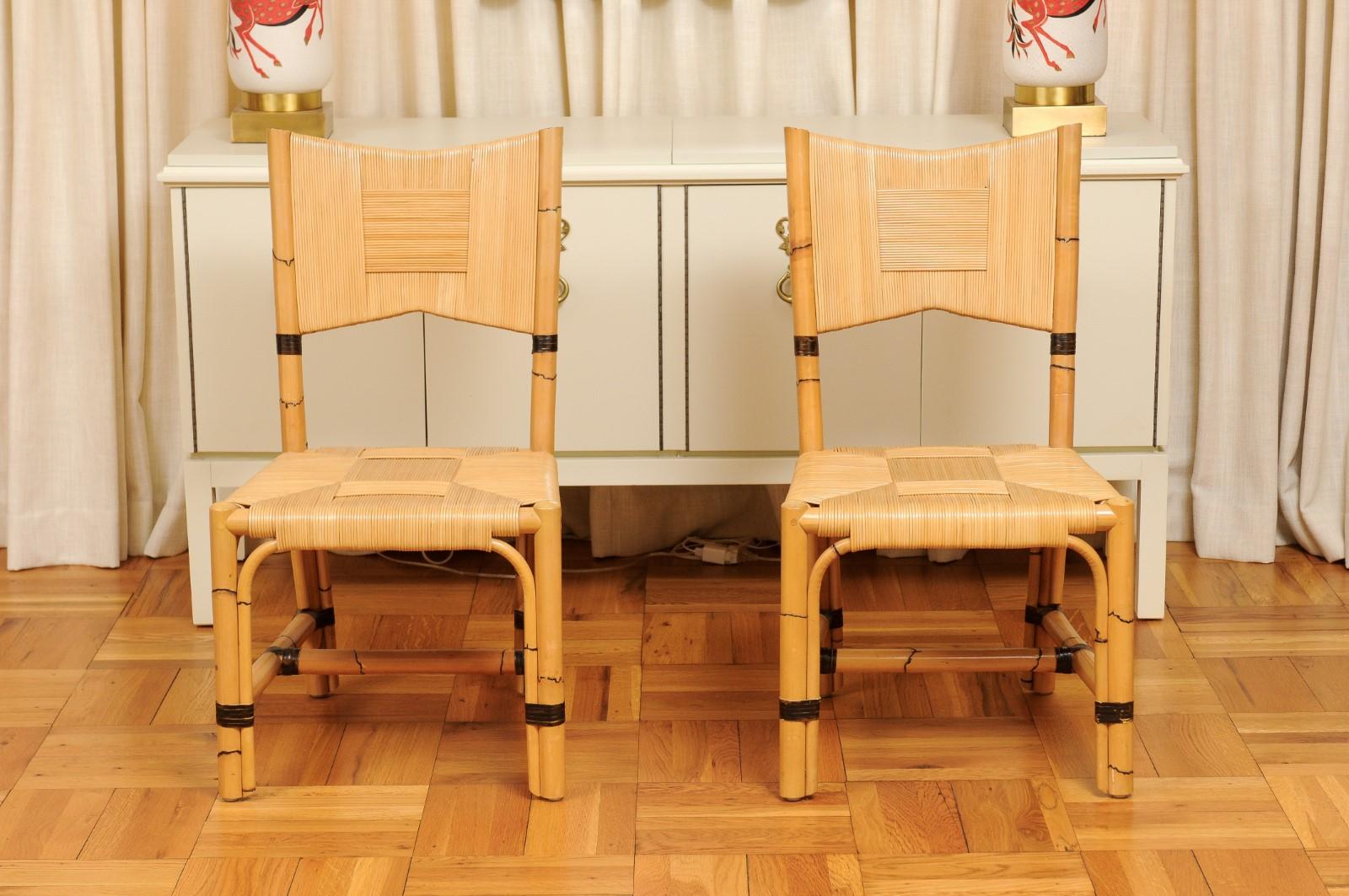 Superbo set di 12 sedie Rattan in vimini di canna di John Hutton per Donghia in vendita 2