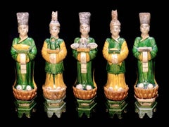Superb Set of 5 Elegant Court Attendants, Ming Dynasty, 1368-1644 AD  TL Tested