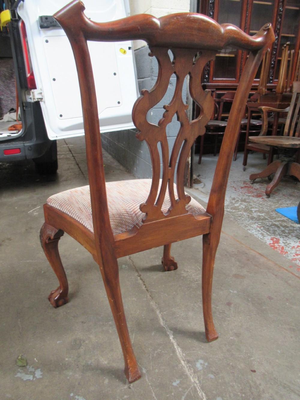 Chippendale Superb Set of 8 (6+2) Antique English Carved Mahogany Chipp. Style Dining Chairs For Sale