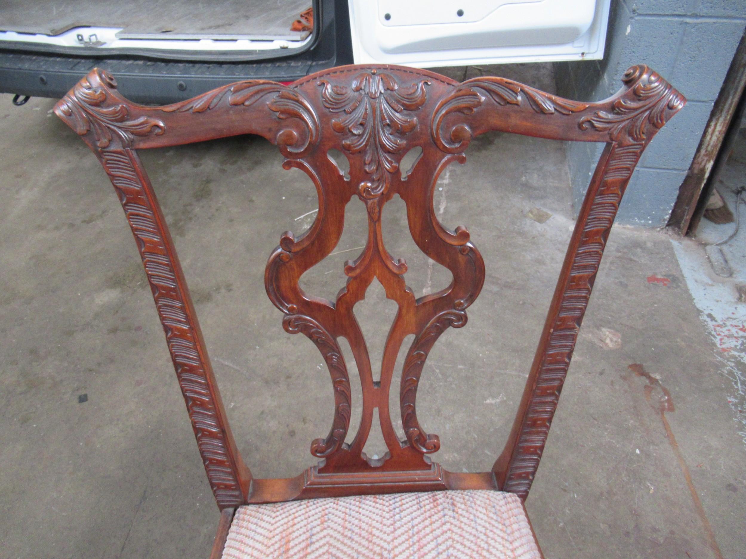 19th Century Superb Set of 8 (6+2) Antique English Carved Mahogany Chipp. Style Dining Chairs For Sale