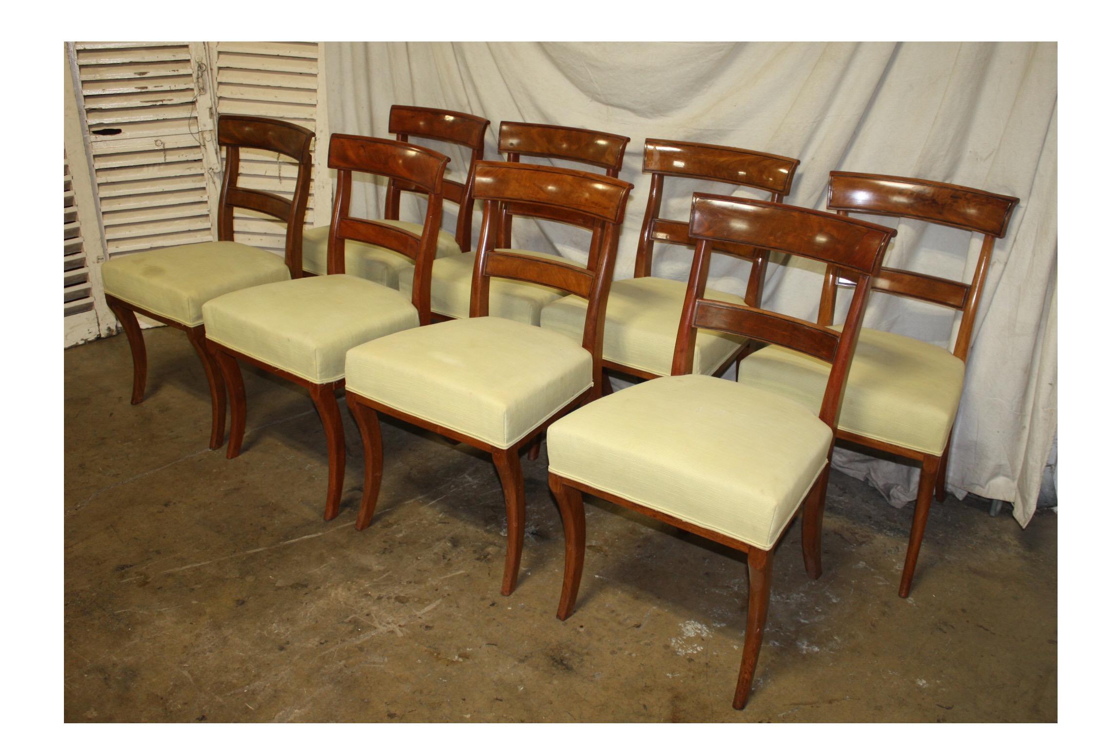 Superb set of 8 French dining chairs, Louis-Philippe period.