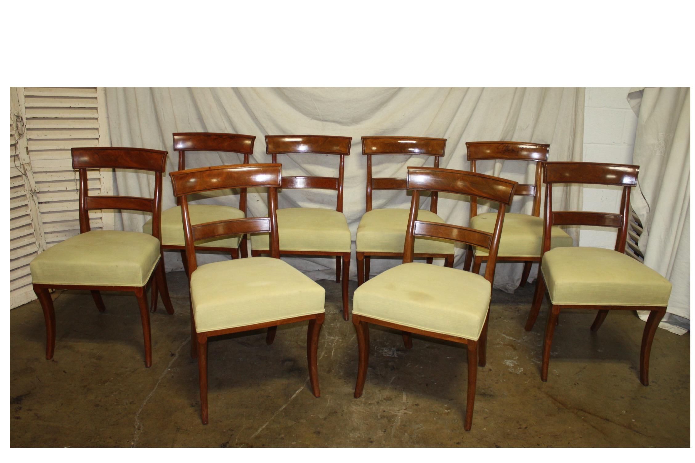Inlay Superb Set of 8 French Dining Chairs, Louis-Philippe Period