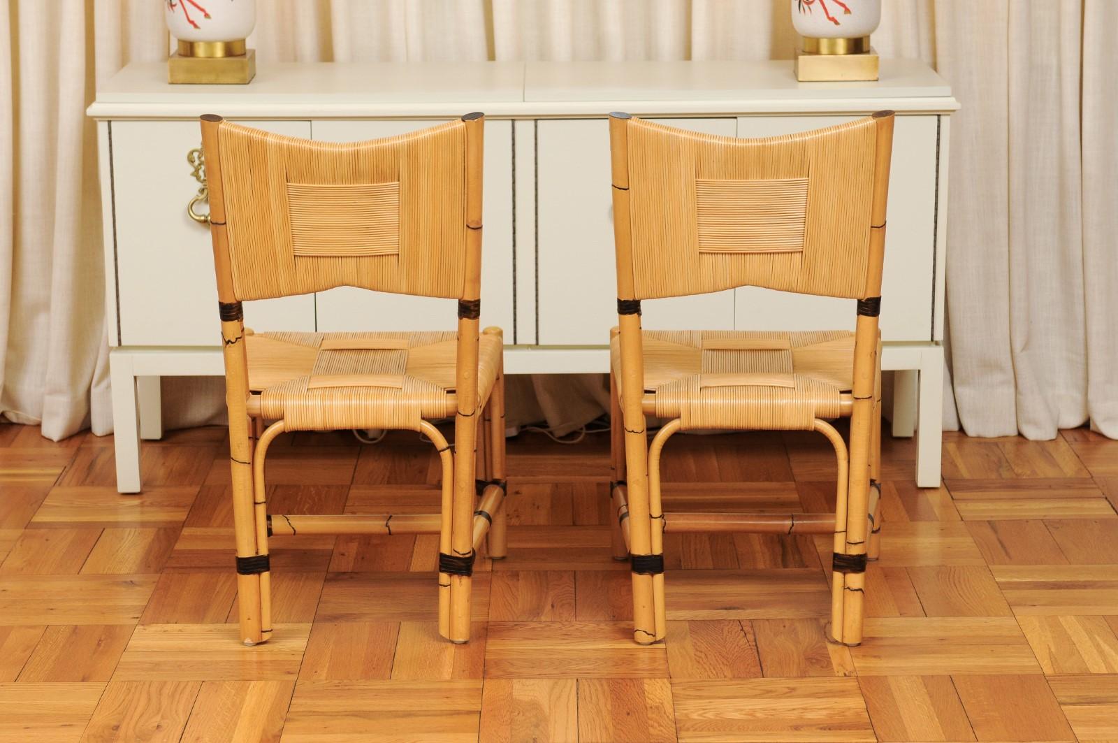 Superb Set of 8 Rush Rattan Dining Chairs by John Hutton for Donghia, circa 1995 For Sale 3