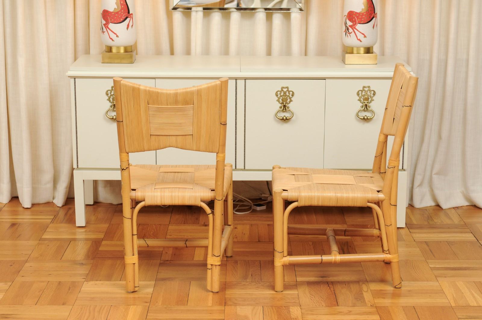 Superb Set of 8 Rush Rattan Dining Chairs by John Hutton for Donghia, circa 1995 4