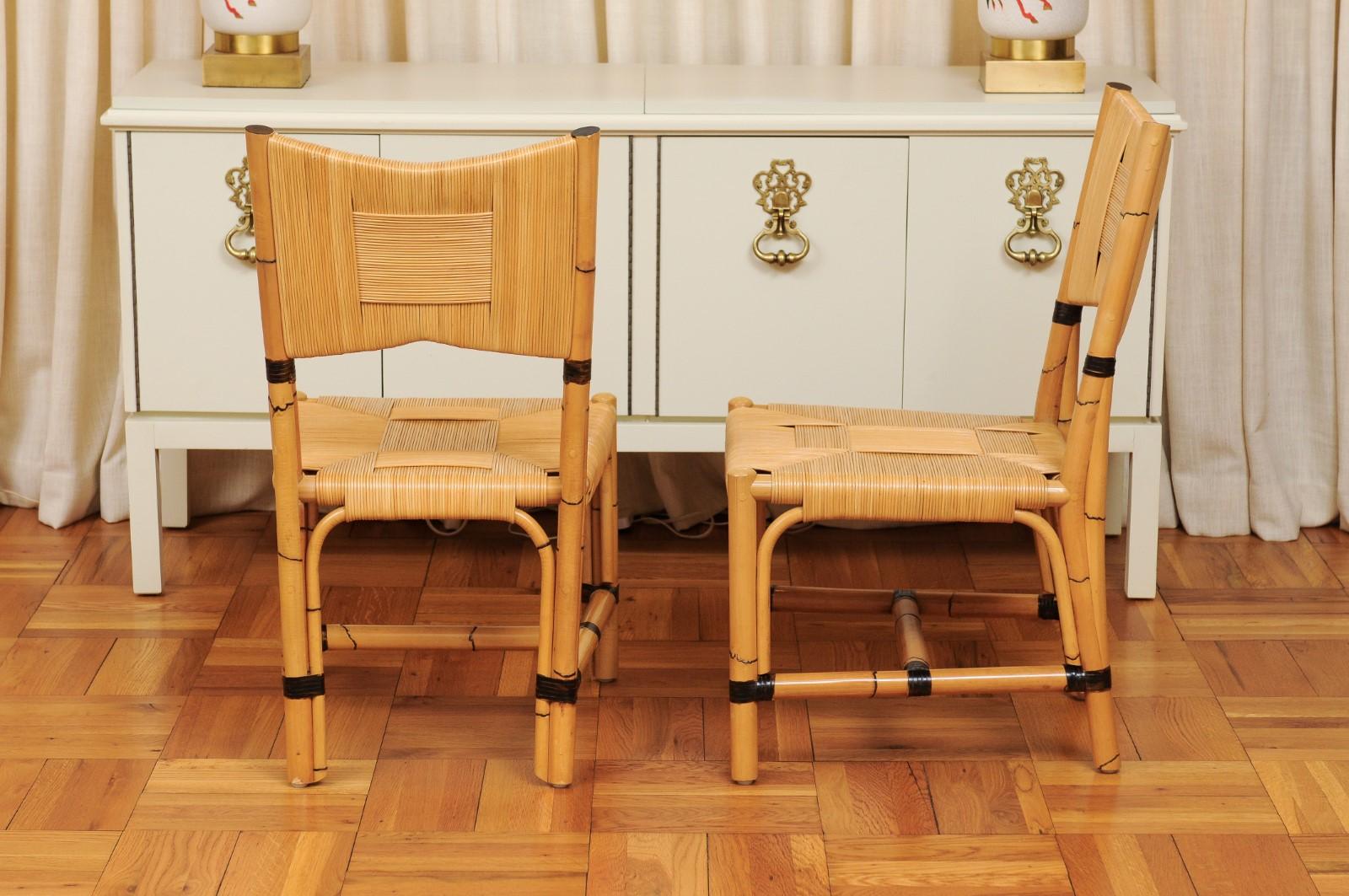 Superb Set of 8 Rush Rattan Dining Chairs by John Hutton for Donghia, circa 1995 For Sale 4