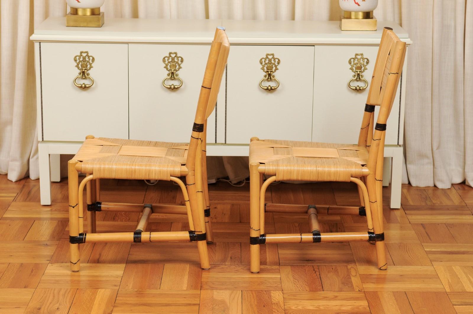 Superb Set of 8 Rush Rattan Dining Chairs by John Hutton for Donghia, circa 1995 For Sale 5