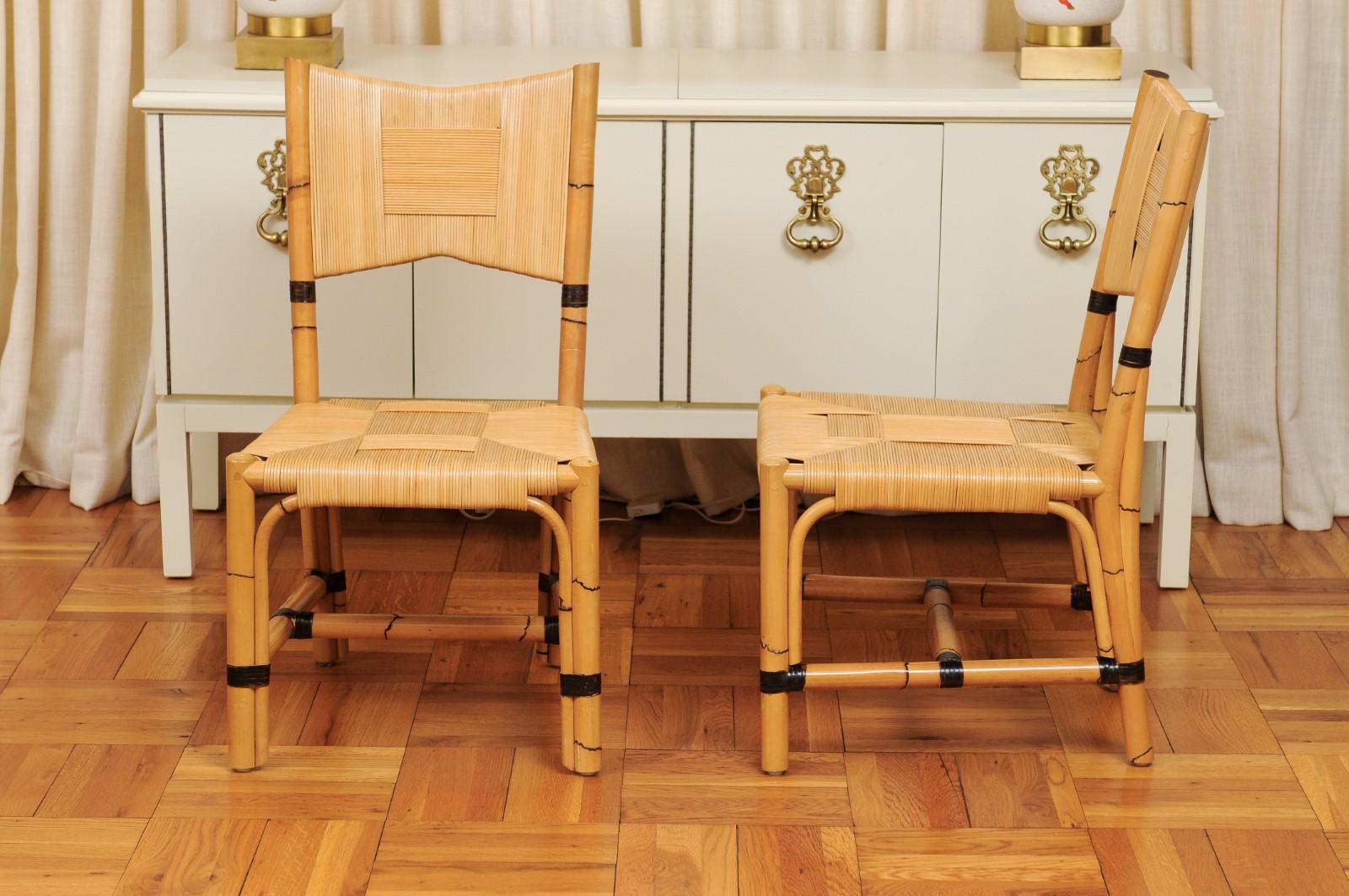 Superb Set of 8 Rush Rattan Dining Chairs by John Hutton for Donghia, circa 1995 For Sale 6