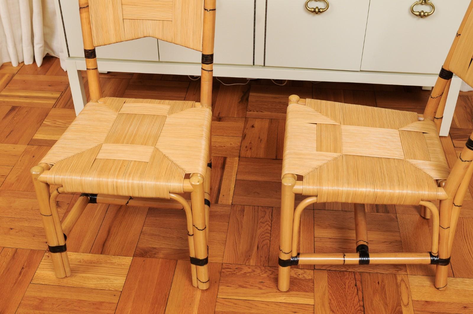 Superb Set of 8 Rush Rattan Dining Chairs by John Hutton for Donghia, circa 1995 For Sale 8