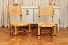 Superb Set of 8 Rush Rattan Dining Chairs by John Hutton for Donghia, circa 1995