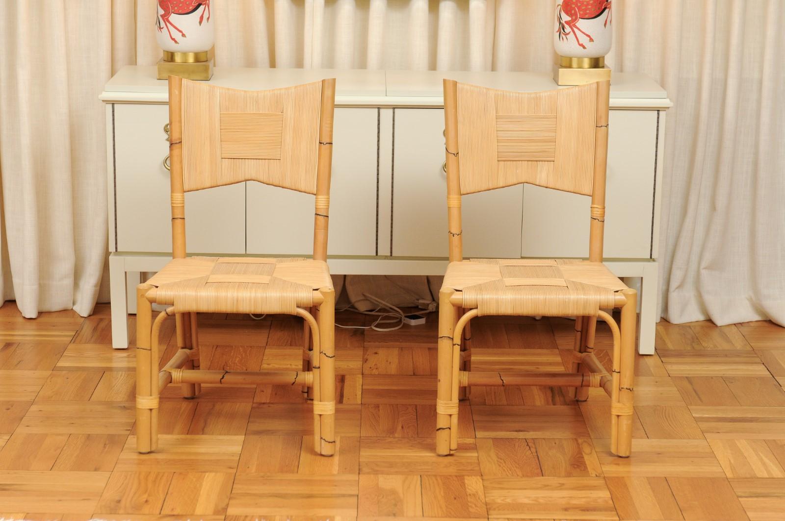 Late 20th Century Superb Set of 8 Rush Rattan Dining Chairs by John Hutton for Donghia, circa 1995