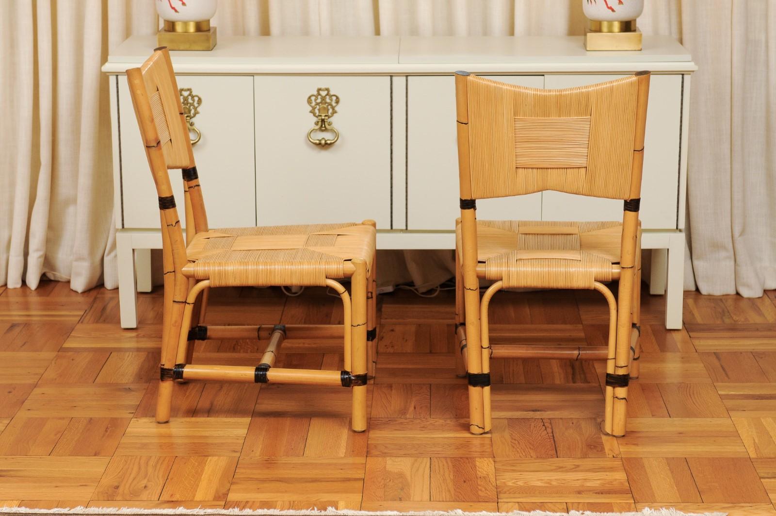 Superb Set of 8 Rush Rattan Dining Chairs by John Hutton for Donghia, circa 1995 For Sale 2