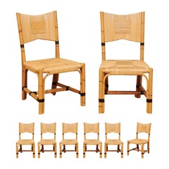 Superb Set of 8 Rush Rattan Dining Chairs by John Hutton for Donghia, circa 1995