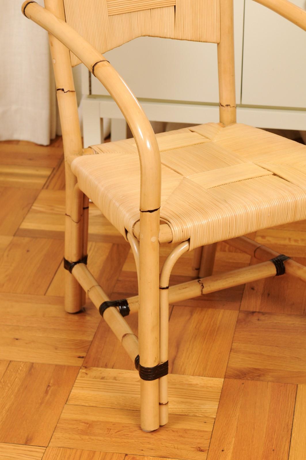Superbo set di 8 sedie in canna di rattan vintage di John Hutton per Donghia in vendita 7