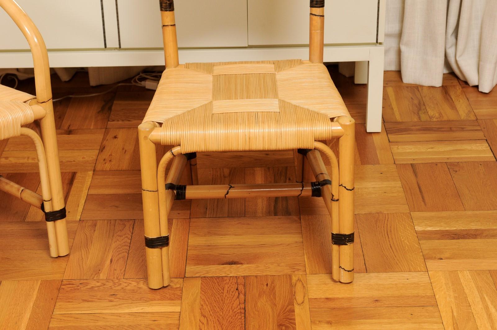 Superbo set di 8 sedie in canna di rattan vintage di John Hutton per Donghia in vendita 8