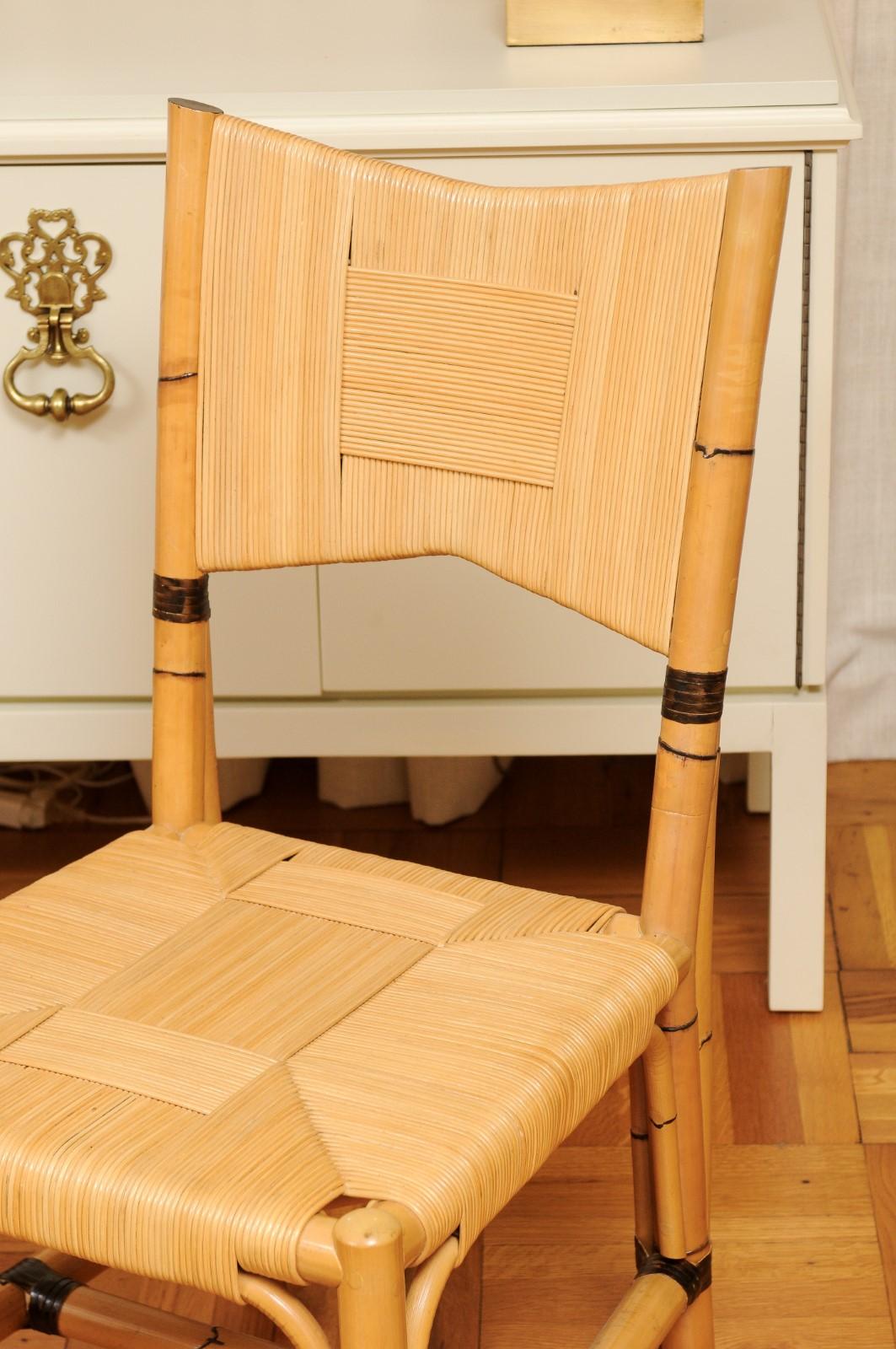 Superbo set di 8 sedie in canna di rattan vintage di John Hutton per Donghia in vendita 9