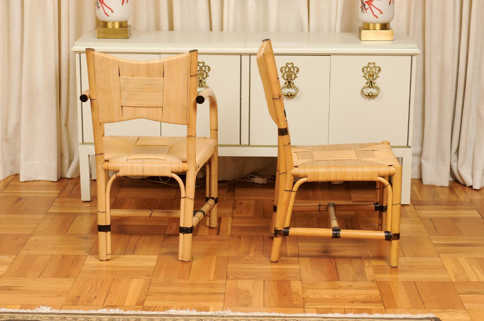 Superbo set di 8 sedie in canna di rattan vintage di John Hutton per Donghia in vendita 2