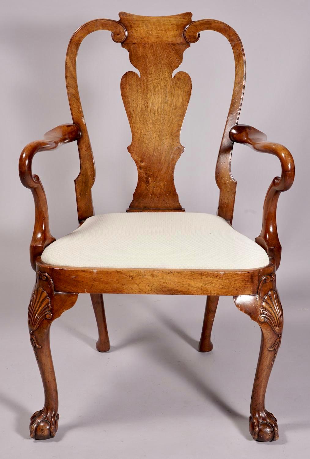 Superb Set of Eight George II Style Walnut Dining Chairs For Sale 4