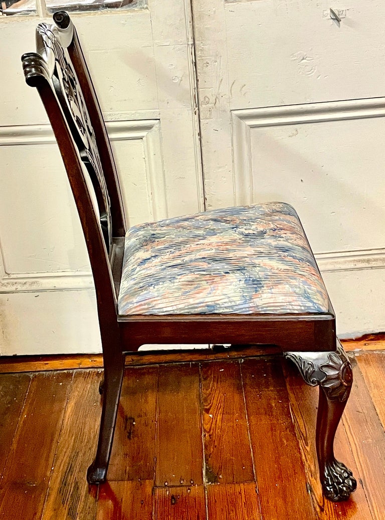 Superb Set of Six Antique English Geo. I/II Style Hand Carved Mahogany