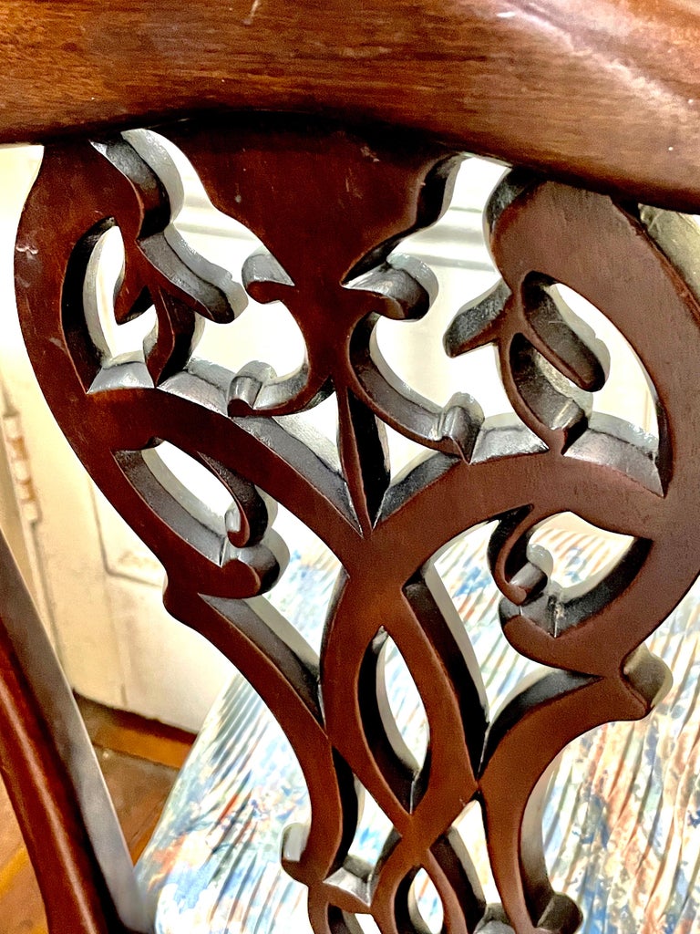 Superb Set of Six Antique English Geo. I/II Style Hand Carved Mahogany