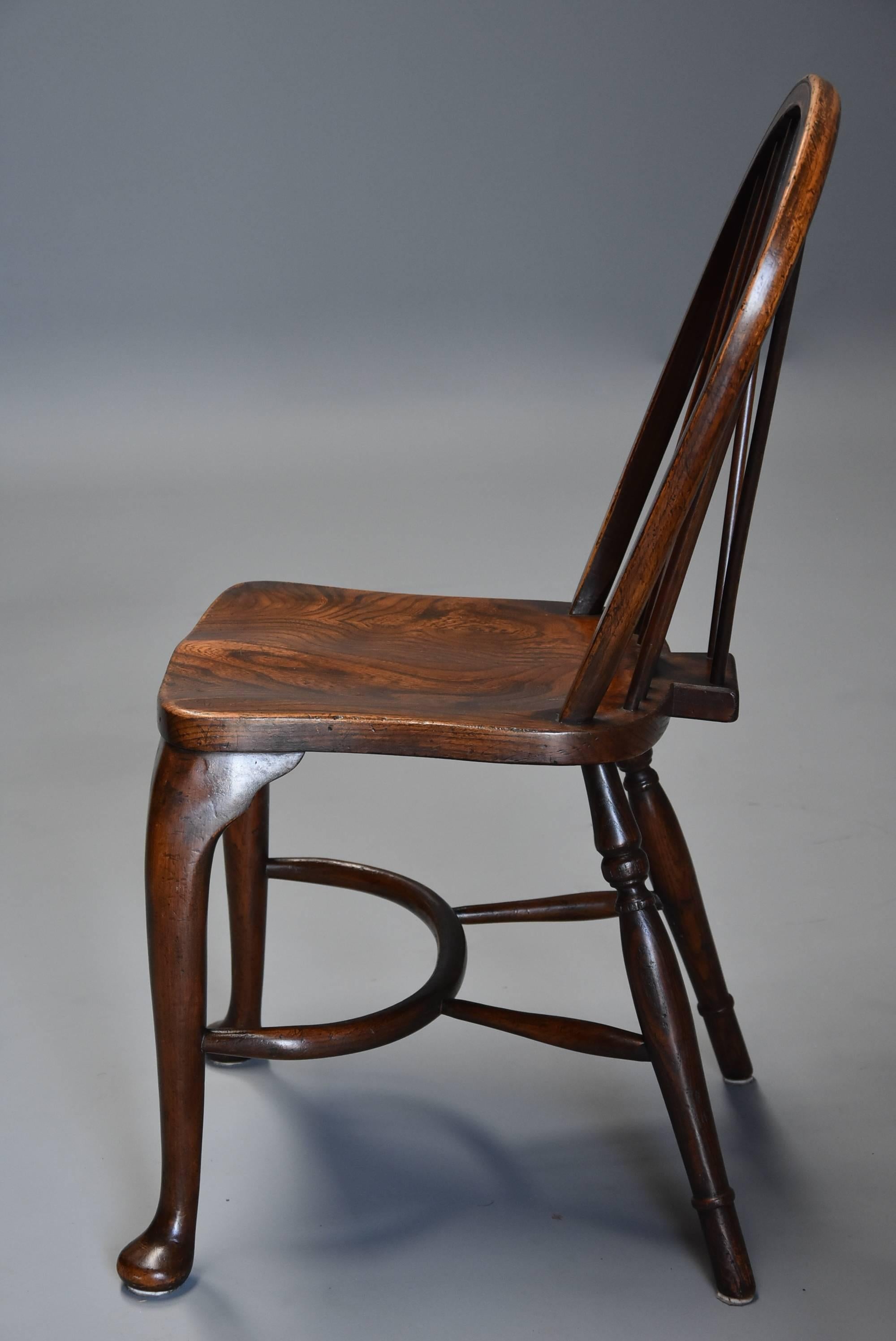 20th Century Superb Set of Six Ash and Beech Wheelback Windsor Chairs with Cabriole Leg