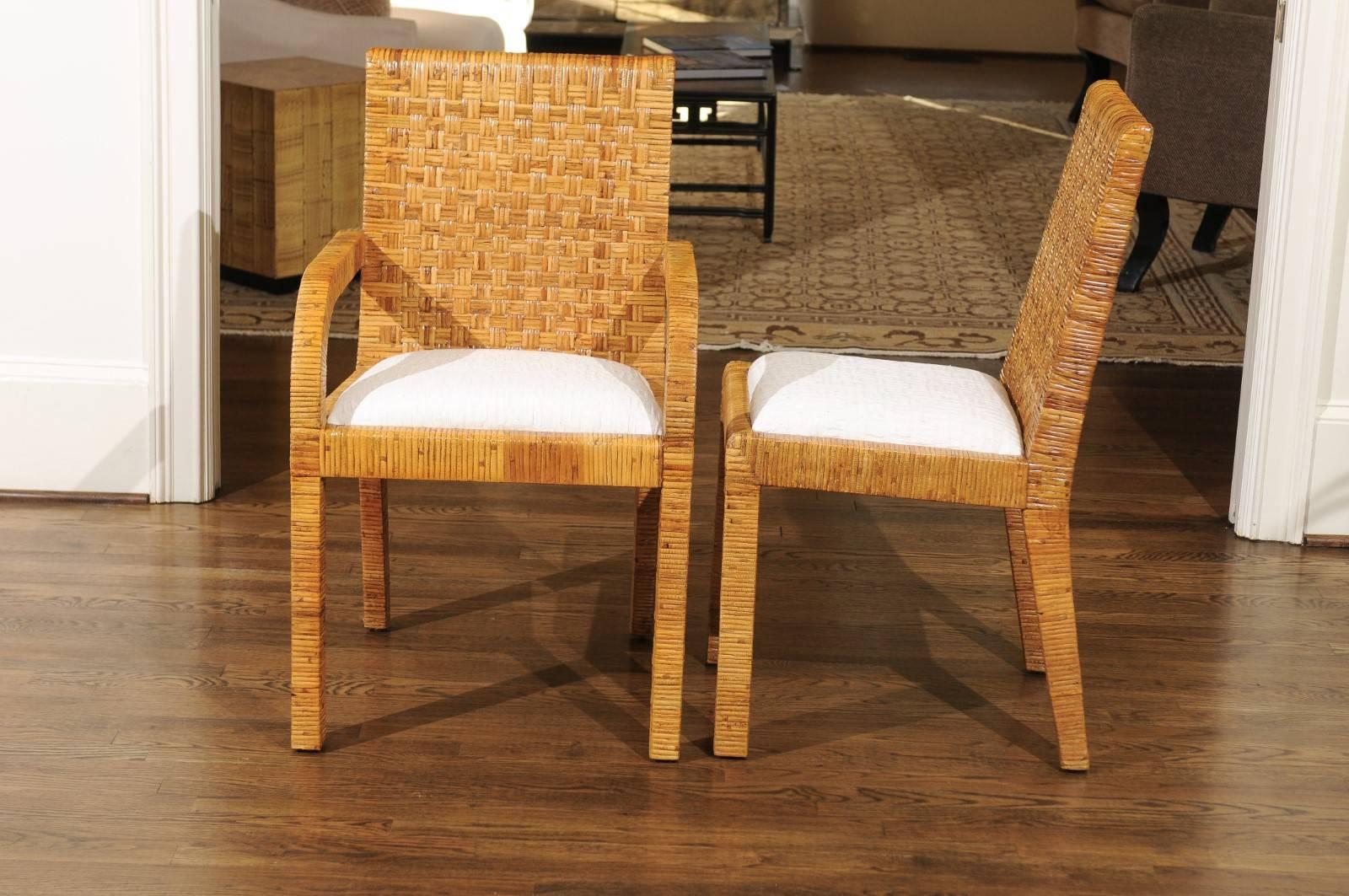 Superb Set of Ten Cane Wrapped Dining Chairs in the Style of Billy Baldwin, 1975 For Sale 4