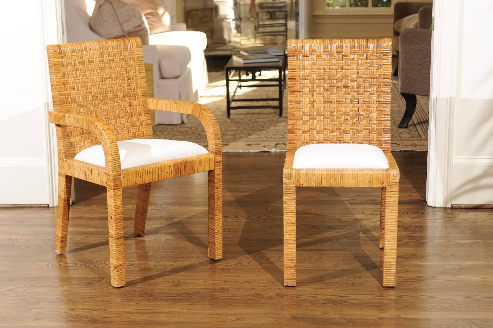 Superb Set of Ten Cane Wrapped Dining Chairs in the Style of Billy Baldwin, 1975 For Sale 6