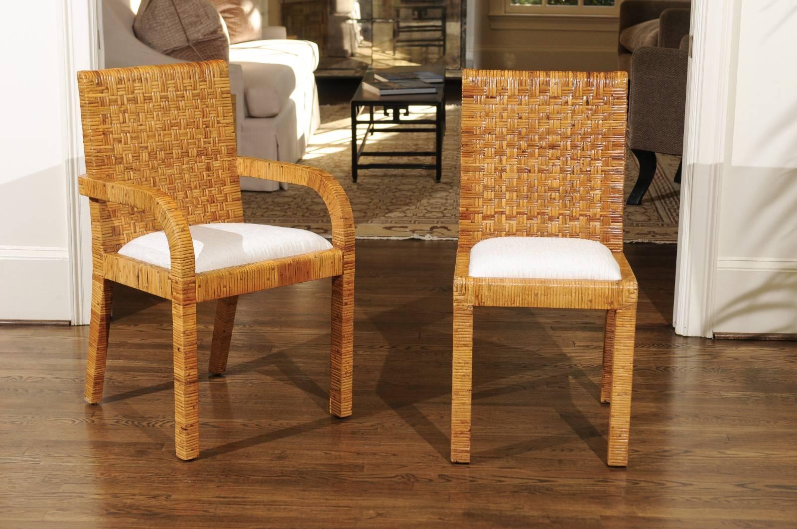 Superb Set of Ten Cane Wrapped Dining Chairs in the Style of Billy Baldwin, 1975 For Sale 7