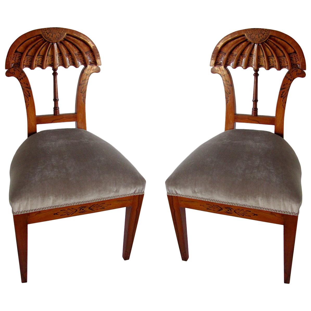 Superb Set of Ten Viennese Biedermeier Dining/ Side Chairs, Josef Danhauser For Sale