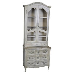 Superb Shallow Depth French Country Painted Mesh Door Secretary Desk 